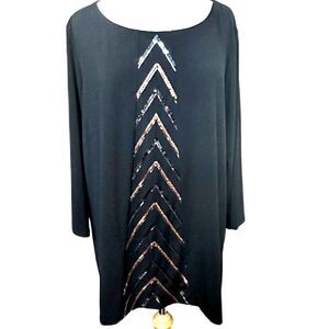 Bob Mackie Wearable Art Black Sequin Top - Women 2X